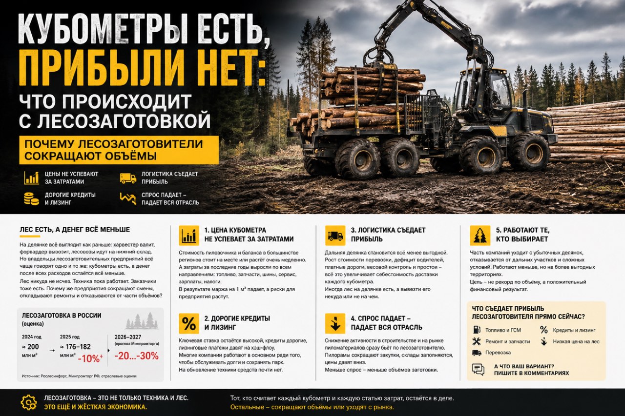 Кубометры есть, прибыли нет: что происходит с лесозаготовкой